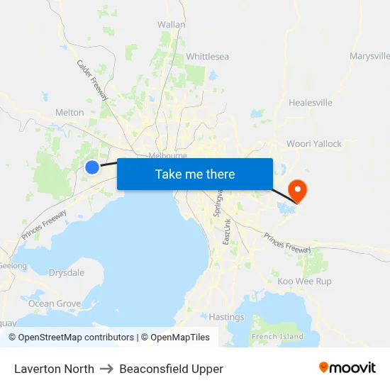 Laverton North to Beaconsfield Upper map