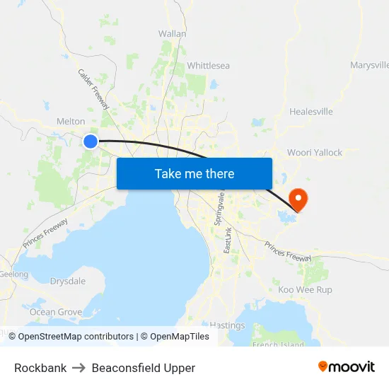 Rockbank to Beaconsfield Upper map
