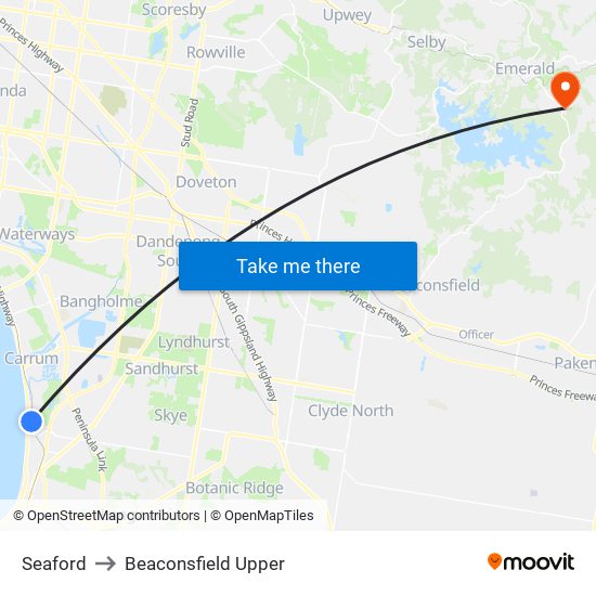 Seaford to Beaconsfield Upper map