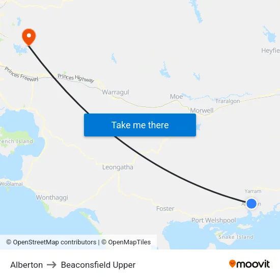 Alberton to Beaconsfield Upper map