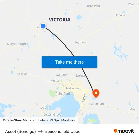 Ascot (Bendigo) to Beaconsfield Upper map
