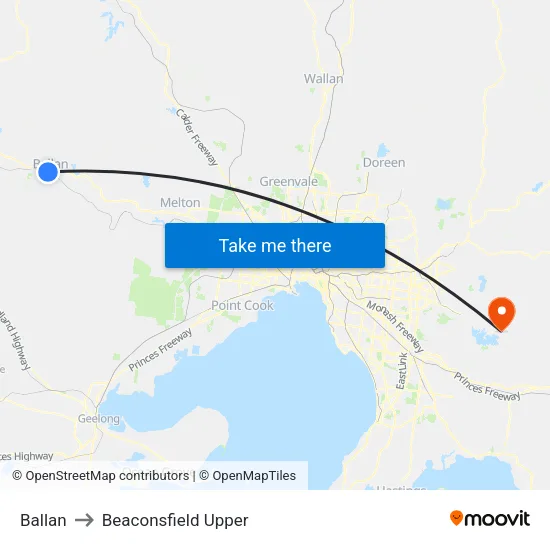 Ballan to Beaconsfield Upper map