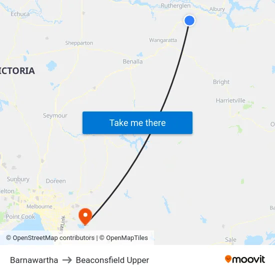 Barnawartha to Beaconsfield Upper map