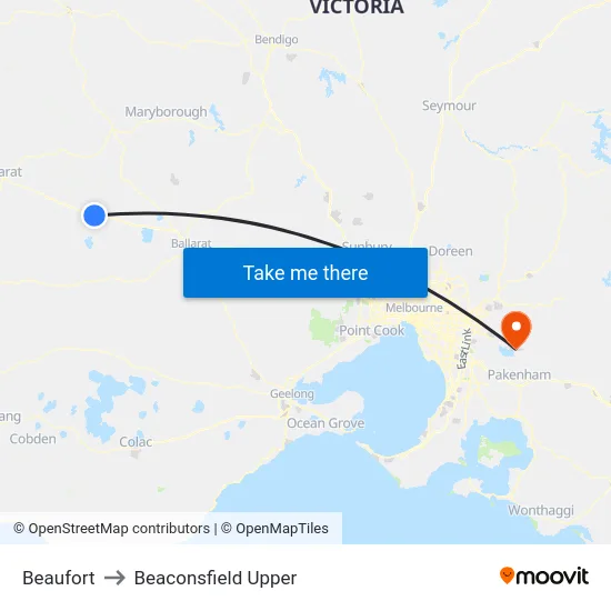 Beaufort to Beaconsfield Upper map