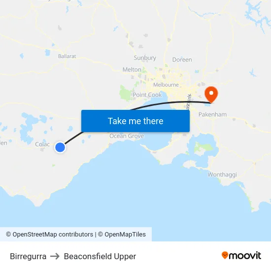 Birregurra to Beaconsfield Upper map