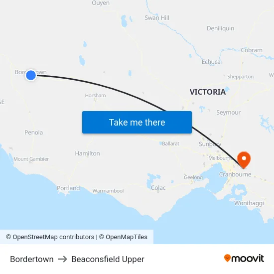 Bordertown to Beaconsfield Upper map