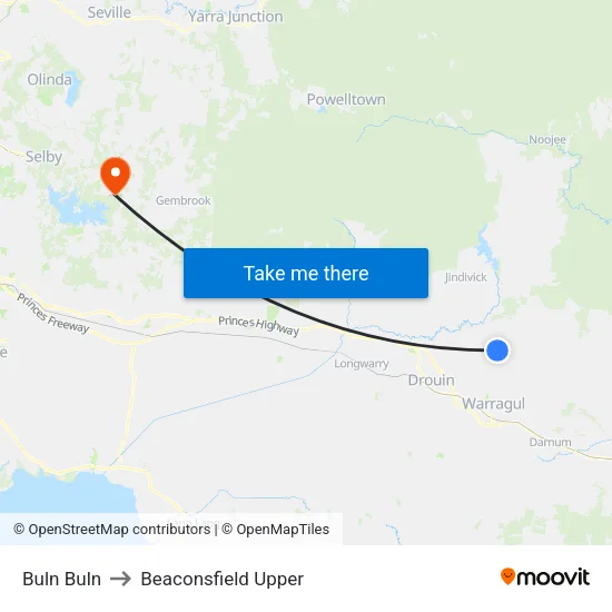 Buln Buln to Beaconsfield Upper map