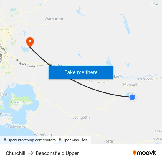 Churchill to Beaconsfield Upper map