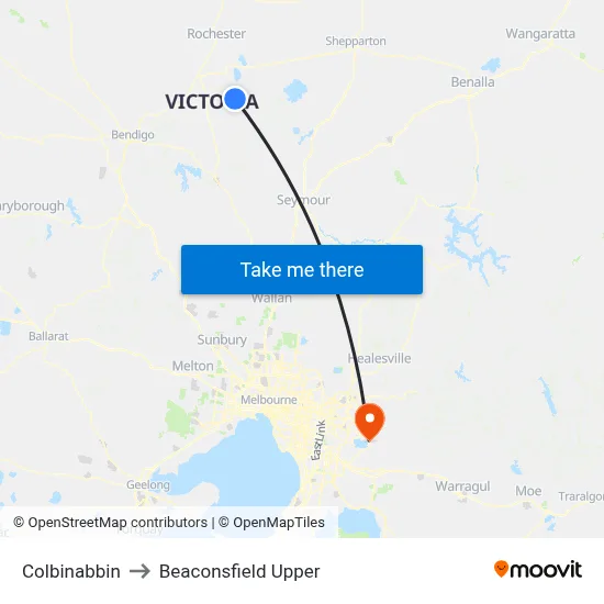 Colbinabbin to Beaconsfield Upper map