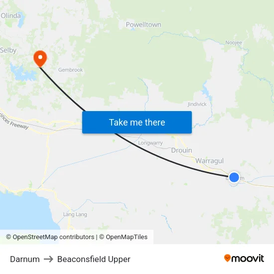 Darnum to Beaconsfield Upper map