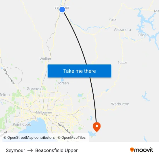 Seymour to Beaconsfield Upper map