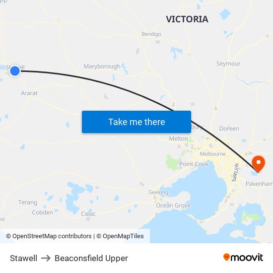 Stawell to Beaconsfield Upper map