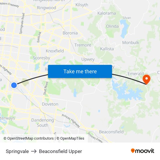 Springvale to Beaconsfield Upper map