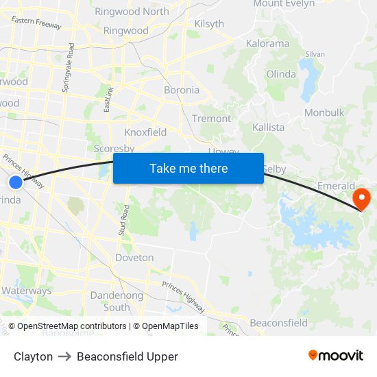 Clayton to Beaconsfield Upper map