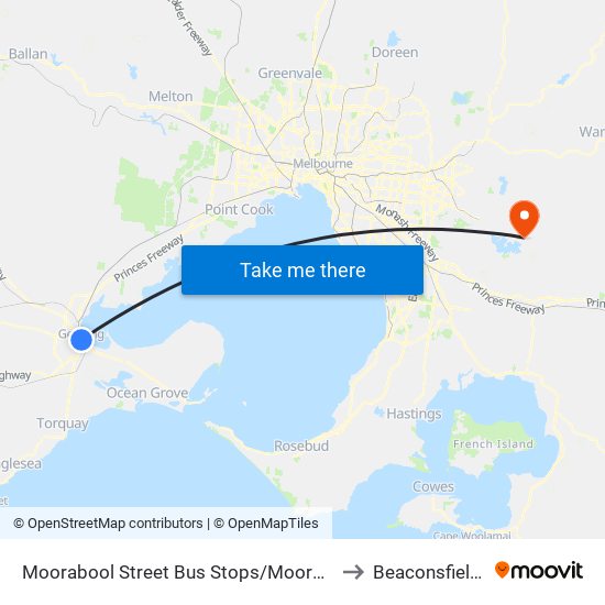 Moorabool Street Bus Stops/Moorabool St (Geelong) to Beaconsfield Upper map