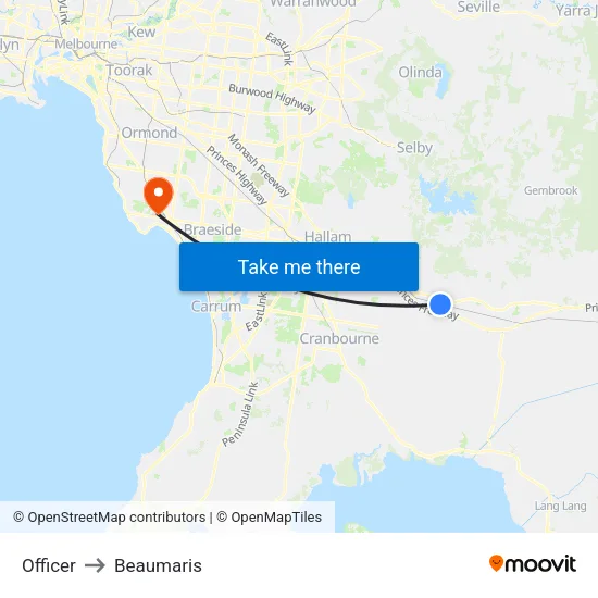 Officer to Beaumaris map
