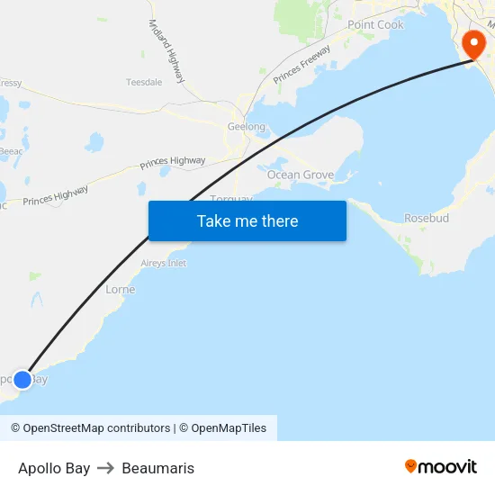 Apollo Bay to Beaumaris map