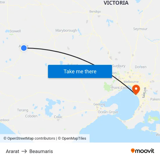 Ararat to Beaumaris map