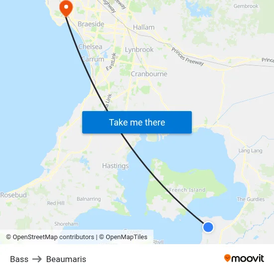 Bass to Beaumaris map
