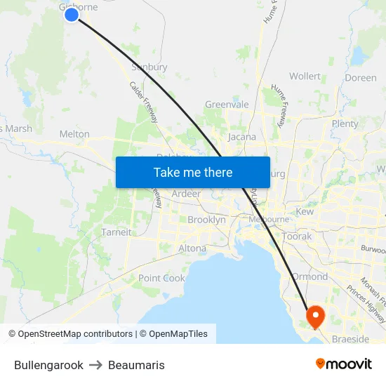 Bullengarook to Beaumaris map