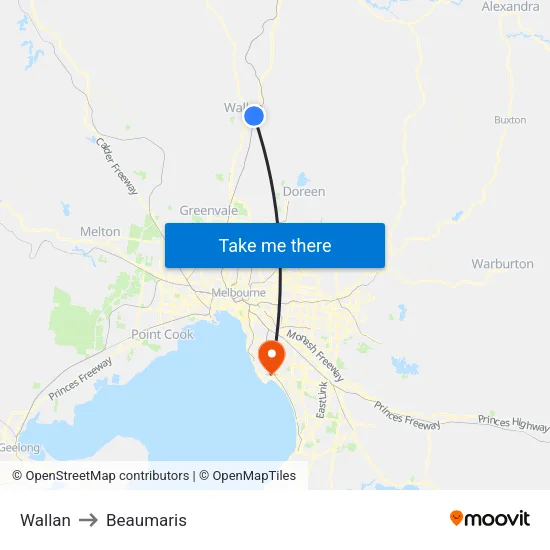 Wallan to Beaumaris map