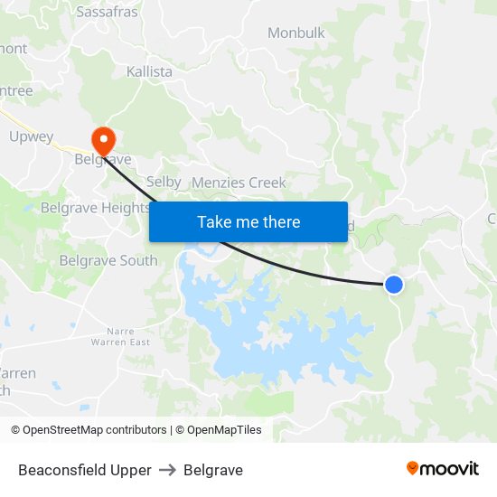 Beaconsfield Upper to Belgrave map