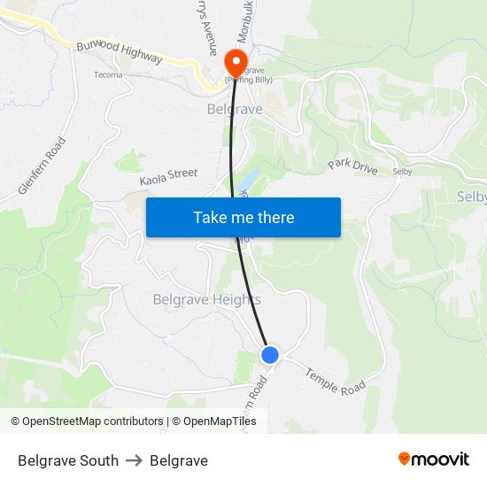 Belgrave South to Belgrave map