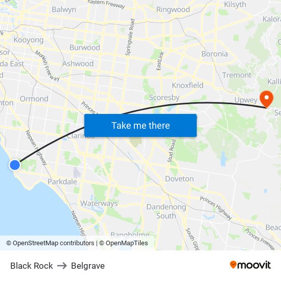 Black Rock to Belgrave map