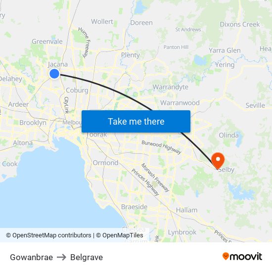 Gowanbrae to Belgrave map