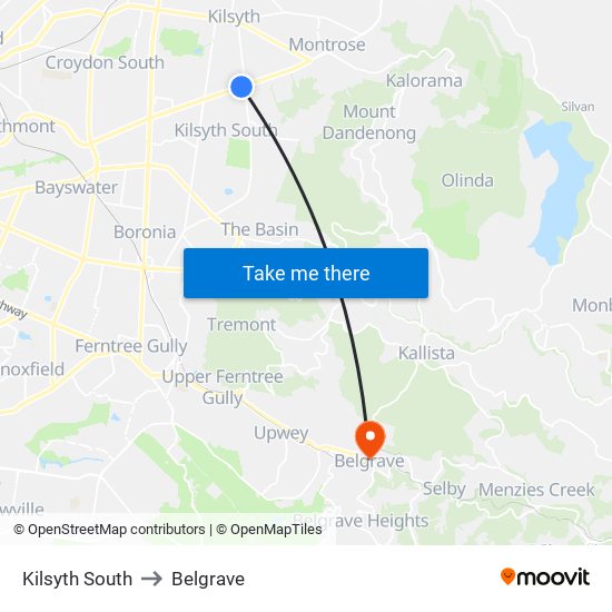 Kilsyth South to Belgrave map