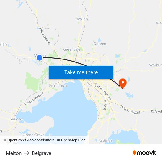 Melton to Belgrave map
