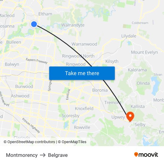 Montmorency to Belgrave map