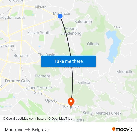 Montrose to Belgrave map