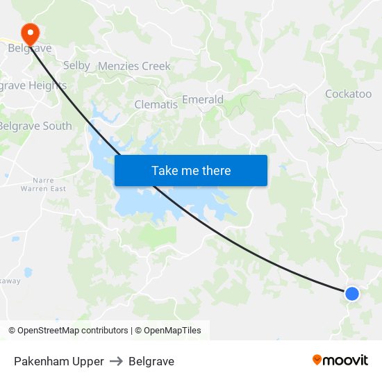 Pakenham Upper to Belgrave map