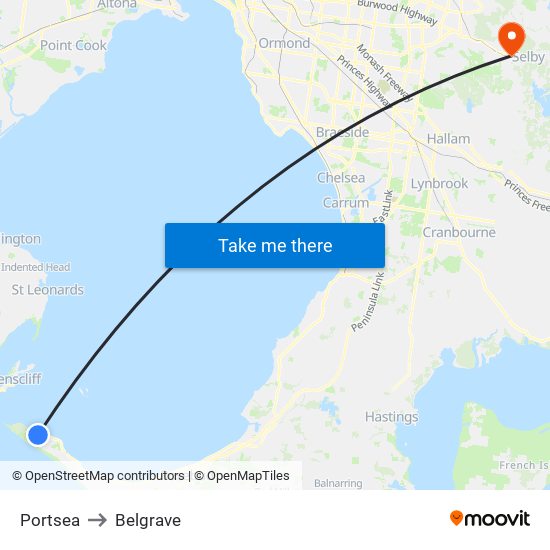 Portsea to Belgrave map