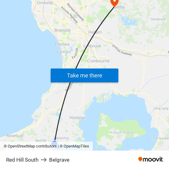 Red Hill South to Belgrave map