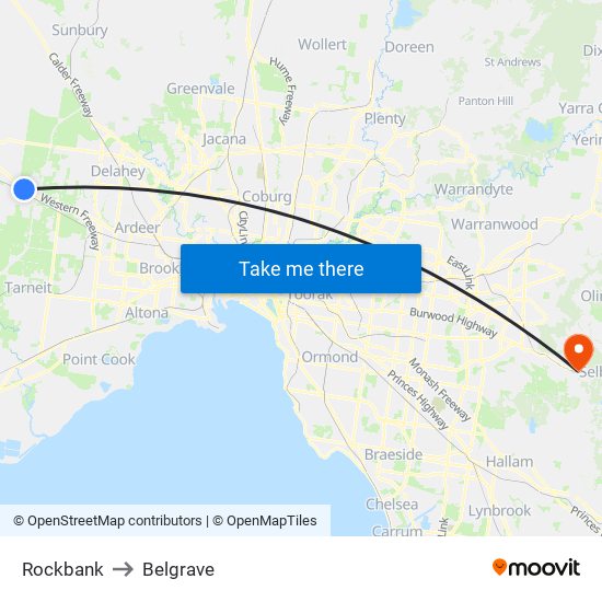 Rockbank to Belgrave map