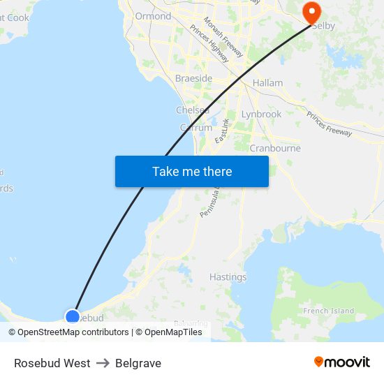 Rosebud West to Belgrave map