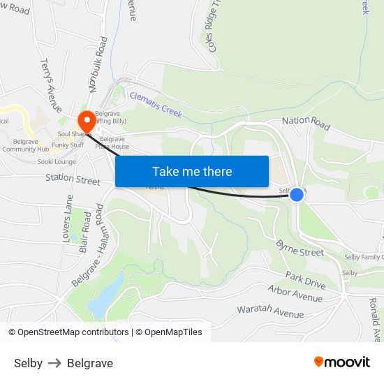 Selby to Belgrave map