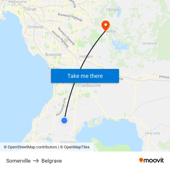 Somerville to Belgrave map