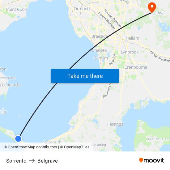 Sorrento to Belgrave map