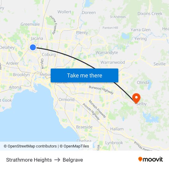 Strathmore Heights to Belgrave map