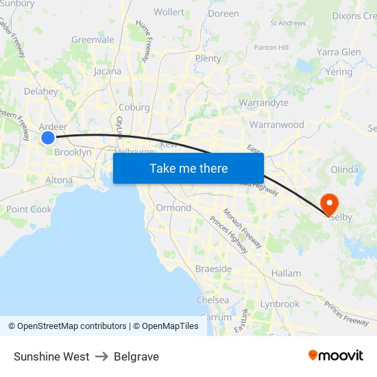 Sunshine West to Belgrave map
