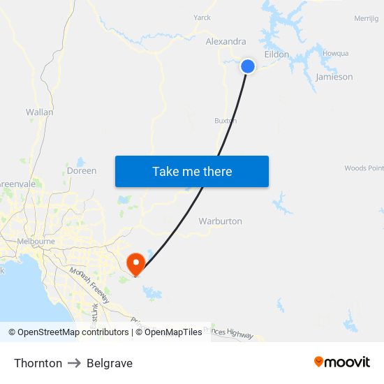 Thornton to Belgrave map