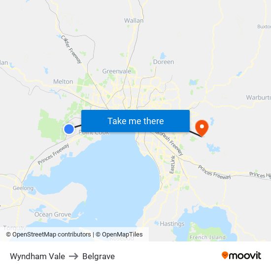 Wyndham Vale to Belgrave map