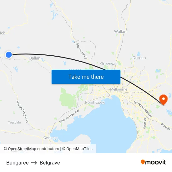 Bungaree to Belgrave map