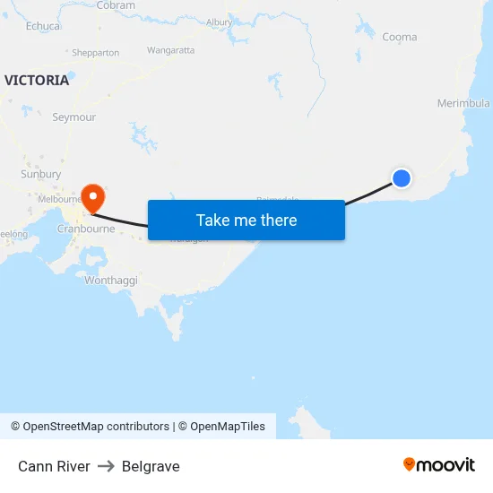 Cann River to Belgrave map