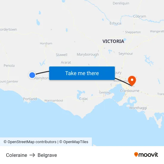 Coleraine to Belgrave map