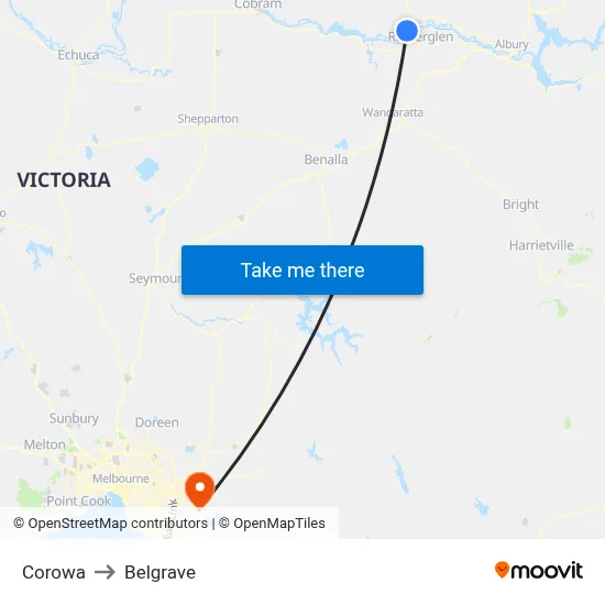 Corowa to Belgrave map