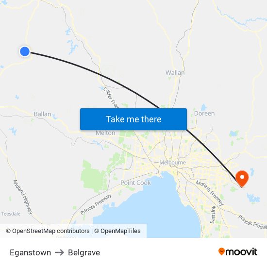 Eganstown to Belgrave map